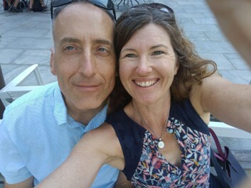 Sarah Straus and her husband, years after couples therapy, smiling together